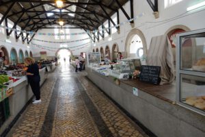 Verse vis in de markthal van Silves. Dourade, zalm, kreeft, gamba's